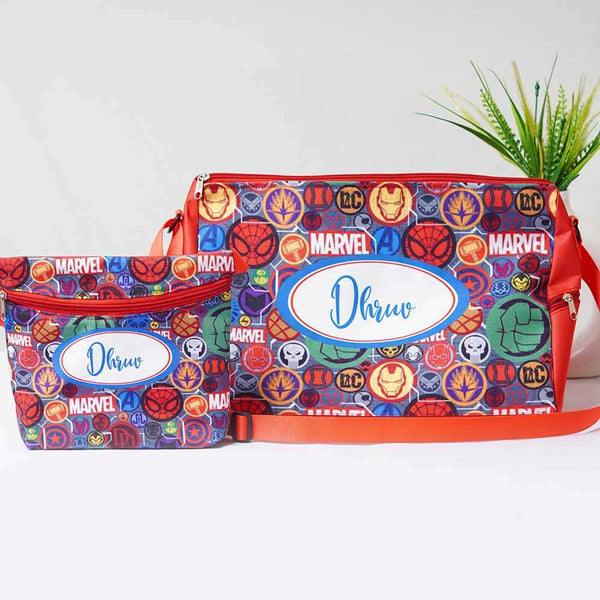 Personalised Kids Triangle  Duffle Bag & Waist Pouch Combo